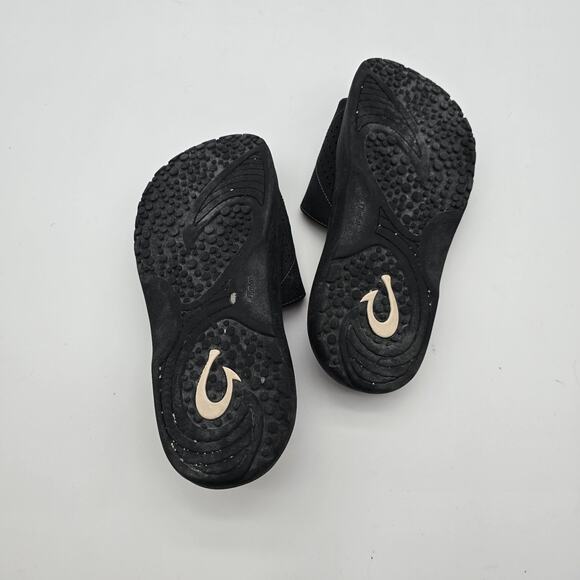 Olukai Sandals Mens 10 43 Black Nalu Slides Shoes Slip On Hook Loop Water - Picture 7 of 11